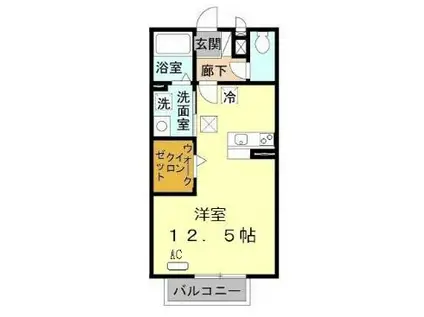 セントラルグレイス(ワンルーム/1階)の間取り写真