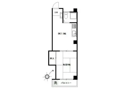 竹中ビル(1DK/4階)の間取り写真