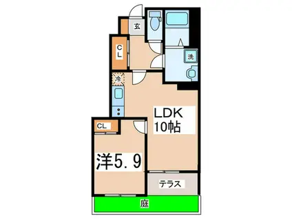 ポモドーロ(1LDK/1階)の間取り写真