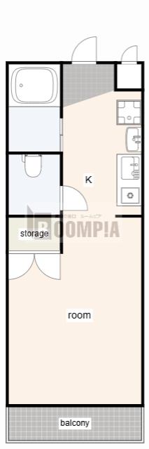 ベレッツァ岐阜(1K/2階)の間取り写真