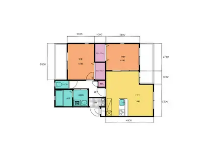 レ・セーナ岡崎(2LDK/3階)の間取り写真