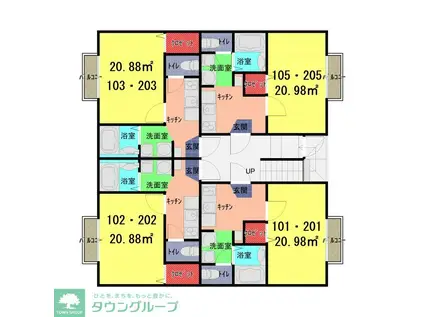 ウィスタリア 春日部(1K/1階)の間取り写真