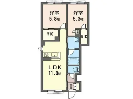 AMI COURT(2LDK/1階)の間取り写真
