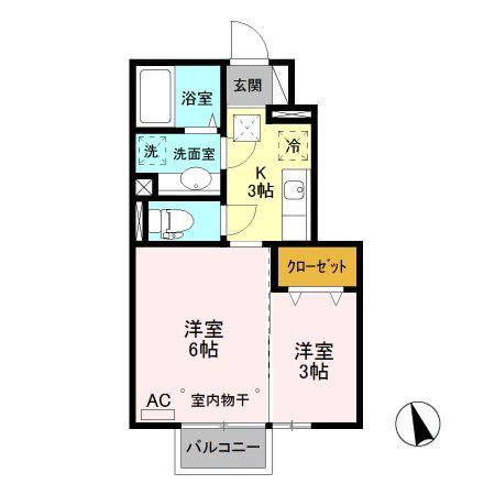 プラティークB(2K/1階)の間取り写真