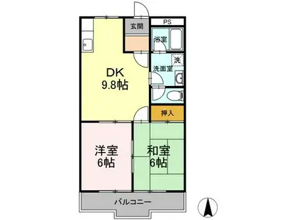 ニューリタンス(2LDK/3階)の間取り写真
