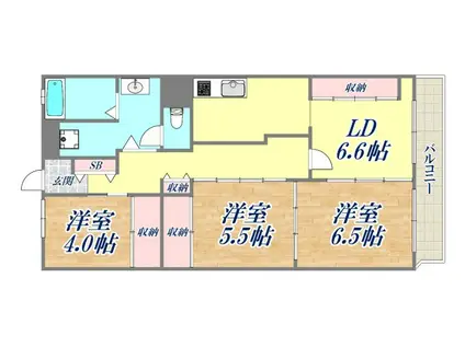 シーアイマンション夙川(3LDK/2階)の間取り写真