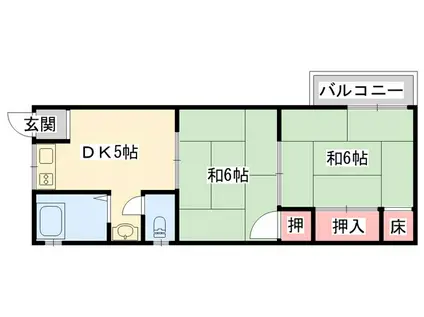 川島マンション(2DK/2階)の間取り写真