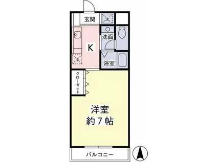 ヴァンヴェール(1K/1階)の間取り写真