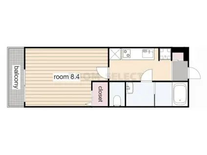 シャトーボナールIII(1K/2階)の間取り写真