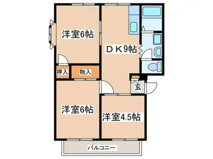 グリーンハイツB(3DK/3階)の間取り写真