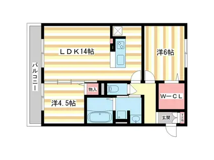 リノ ムア(2LDK/2階)の間取り写真