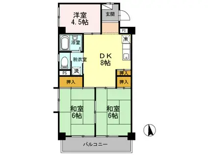 パークサイド杉浦2(3DK/2階)の間取り写真