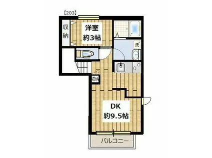 チェリーブロッサム中目黒(1LDK/2階)の間取り写真