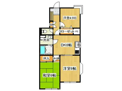 ソレイユアヴリル(3DK/1階)の間取り写真