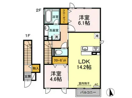 ルーチェ・デル・ソーレ(2LDK/2階)の間取り写真