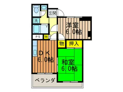 寿マンション(2DK/4階)の間取り写真