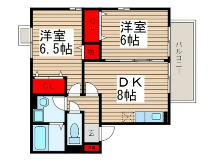 メゾン・ド・サンセール イースト(2DK/2階)の間取り写真