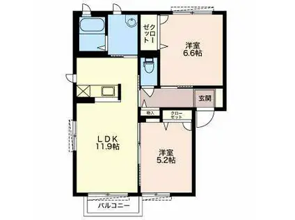 ダニエル(2LDK/2階)の間取り写真