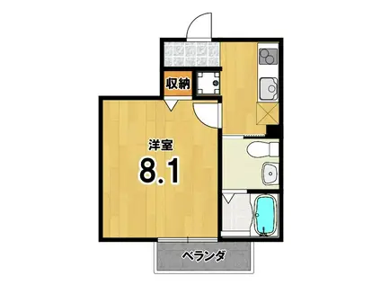 MESA VERDE 御薗橋II(1K/1階)の間取り写真