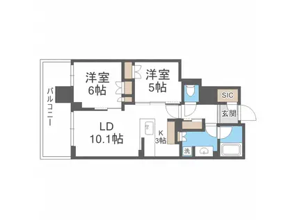 ラ・トゥール札幌伊藤ガーデン(2LDK/21階)の間取り写真