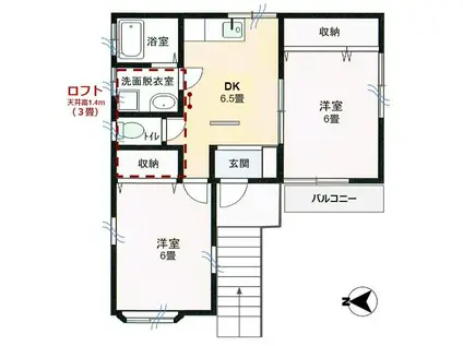 アイリスIV(2DK/2階)の間取り写真