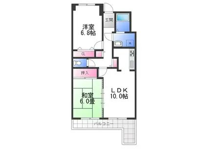 ウエストヒルズ関空I(2LDK/4階)の間取り写真