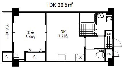 夢野アパートメント(1LDK/4階)の間取り写真