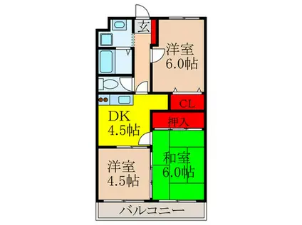 モンベージュ(3DK/1階)の間取り写真