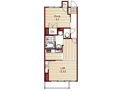 モンシャトーラポール多摩(1LDK/2階)の間取り写真