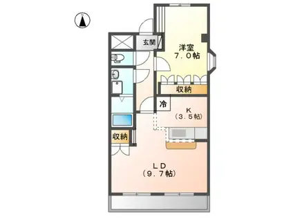 バンヴェール(1LDK/1階)の間取り写真