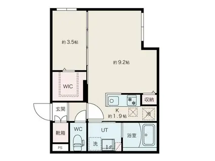 アルファスクエア平岸イースト(1LDK/2階)の間取り写真