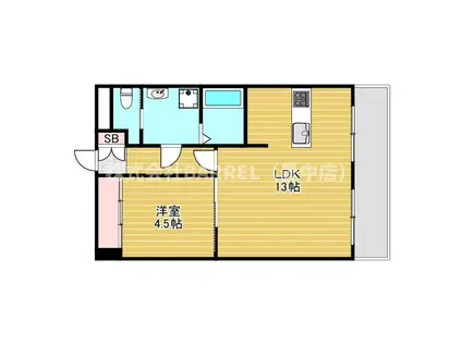 ハイツジロー(1LDK/4階)の間取り写真