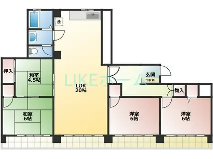 サニーハイツ東中山(4LDK/4階)の間取り写真