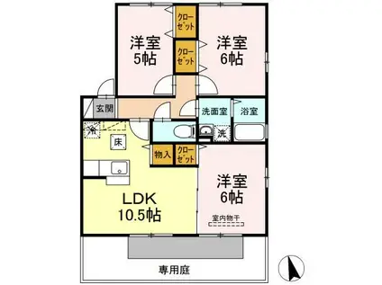 シェルノーブルA棟(3LDK/1階)の間取り写真