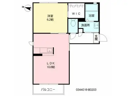サリーレ新屋敷  II番館(1LDK/2階)の間取り写真