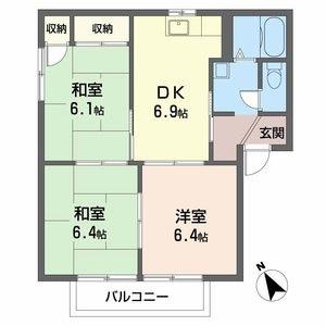 MSシーサイドプラザ(3DK/2階)の間取り写真