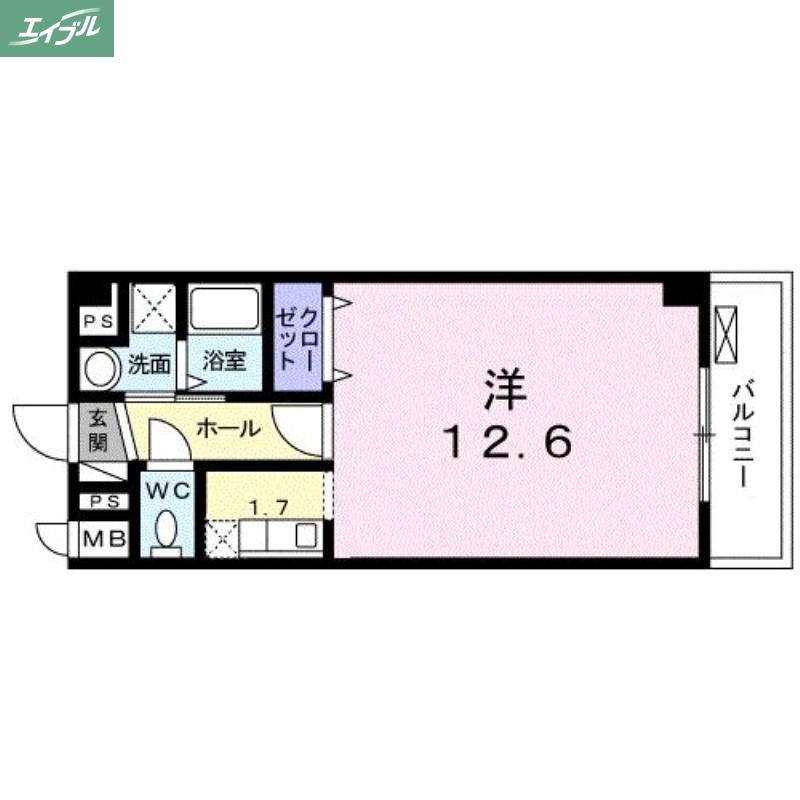 リョーアイ(ワンルーム/3階)の間取り写真