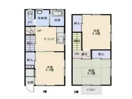 F・Dハイツ(3DK/1階)の間取り写真