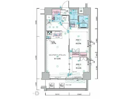 GENOVIA隅田川ウエスト SKY GARDEN(2LDK/4階)の間取り写真