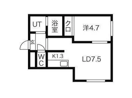 シェリエ平岸(1LDK/1階)の間取り写真