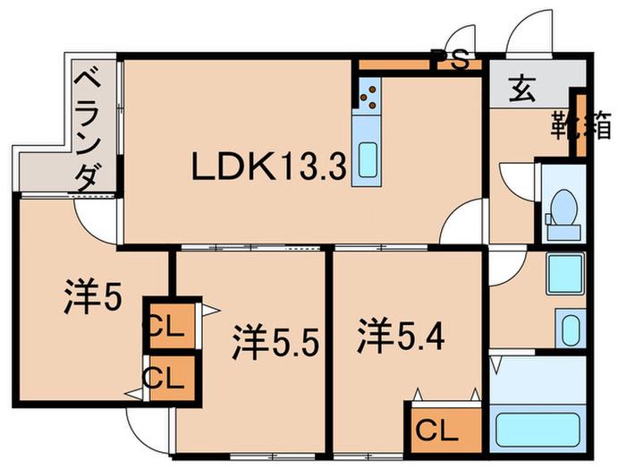 IL MIO CORTE塚口(3LDK/1階)の間取り写真
