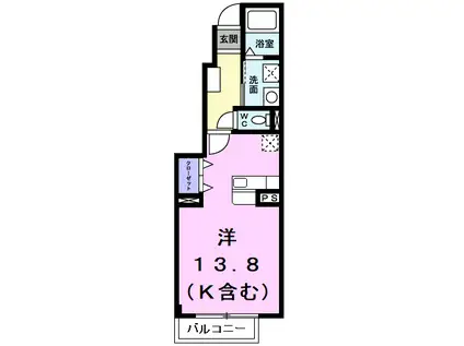 リオトーレス(ワンルーム/1階)の間取り写真
