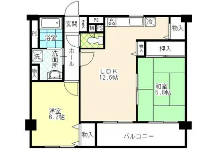 ソレイユ・イスズ(2LDK/1階)の間取り写真
