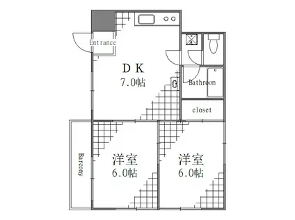 ウッディ53(2DK/1階)の間取り写真