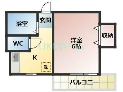 パーム海神(1K/2階)の間取り写真