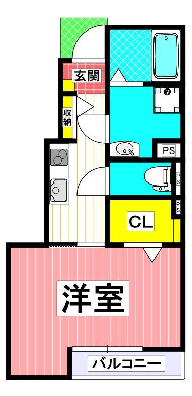 セレン神園(1K/1階)の間取り写真