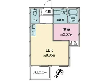 コンフォルタ小作(1LDK/2階)の間取り写真