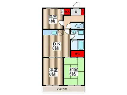 サクシードベル来夢舘(3DK/2階)の間取り写真