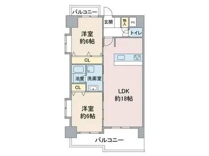 HILL PALACE IKAI(2LDK/3階)の間取り写真