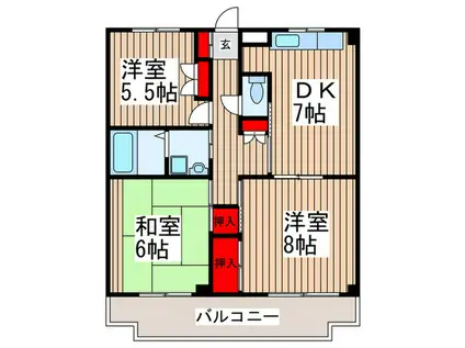 エステートナカムラ(3DK/1階)の間取り写真